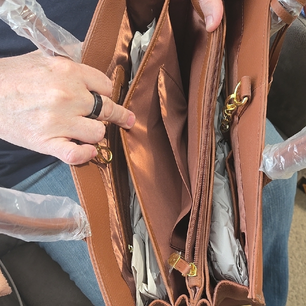 Joy & Iman Brown Leather Tote Bag - Picture 9 of 16